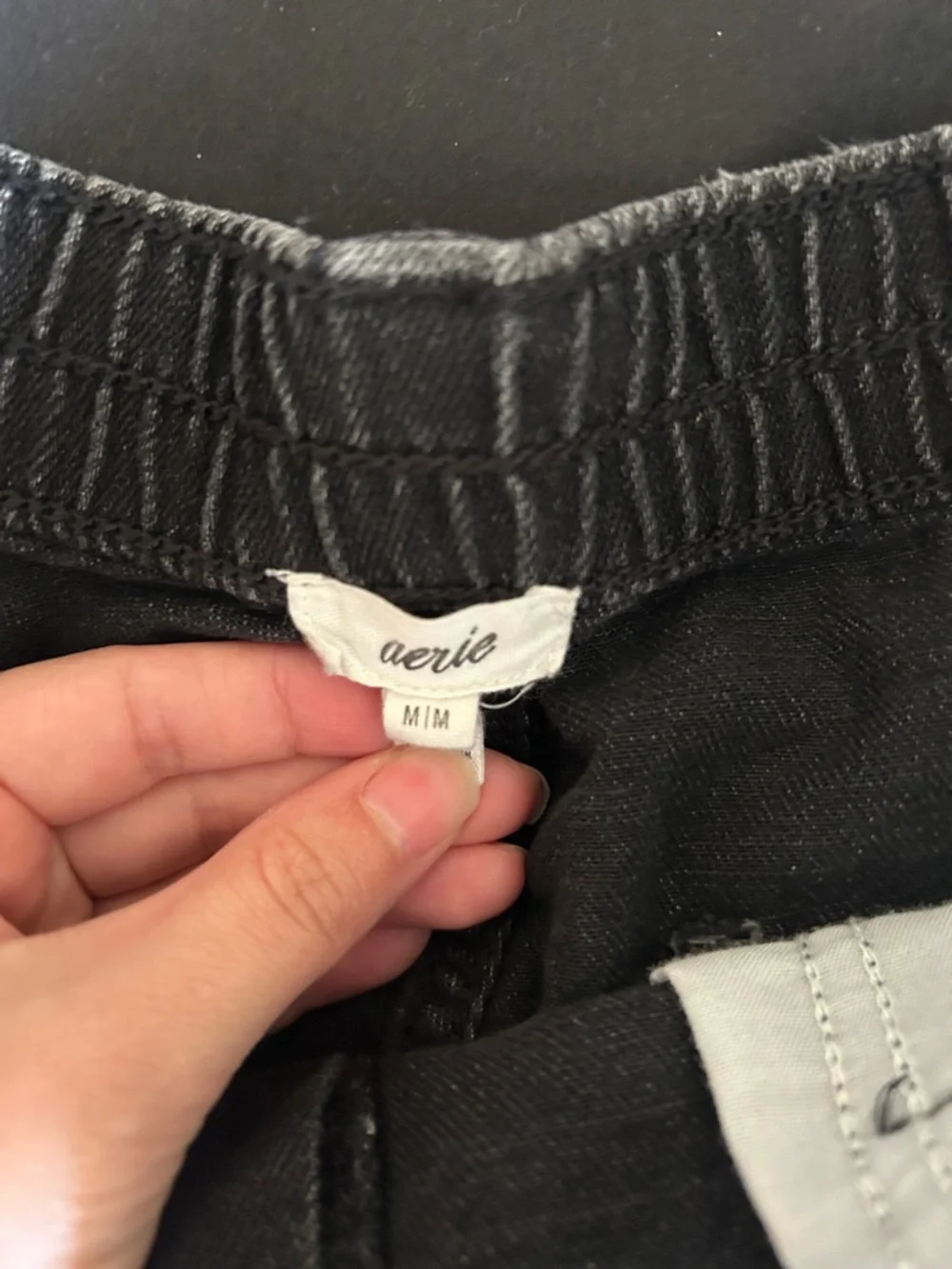 Aerie Distressed Black Denim Shorts Medium - Picture 2 of 3